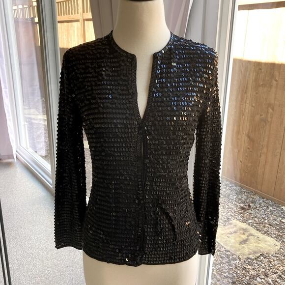 NWOT INC International Concepts Black Crochet Sequin Top Jacket Size S - Picture 1 of 7